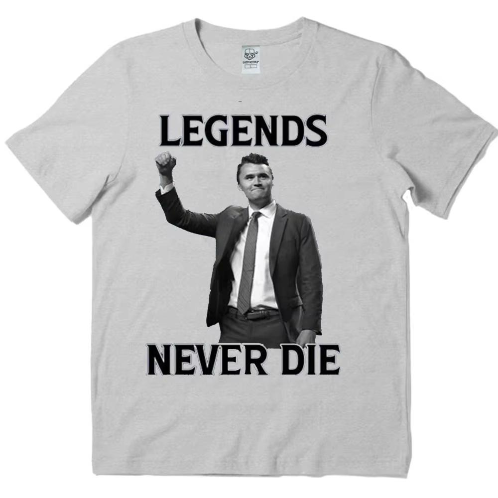 Legendy nikdy neumierajú Charlie Kirk Tričko Unisex Dámske Oversized Bežné Krátke rukávy Unisex Streetwear HuUnisex Práva Vrchné diely
