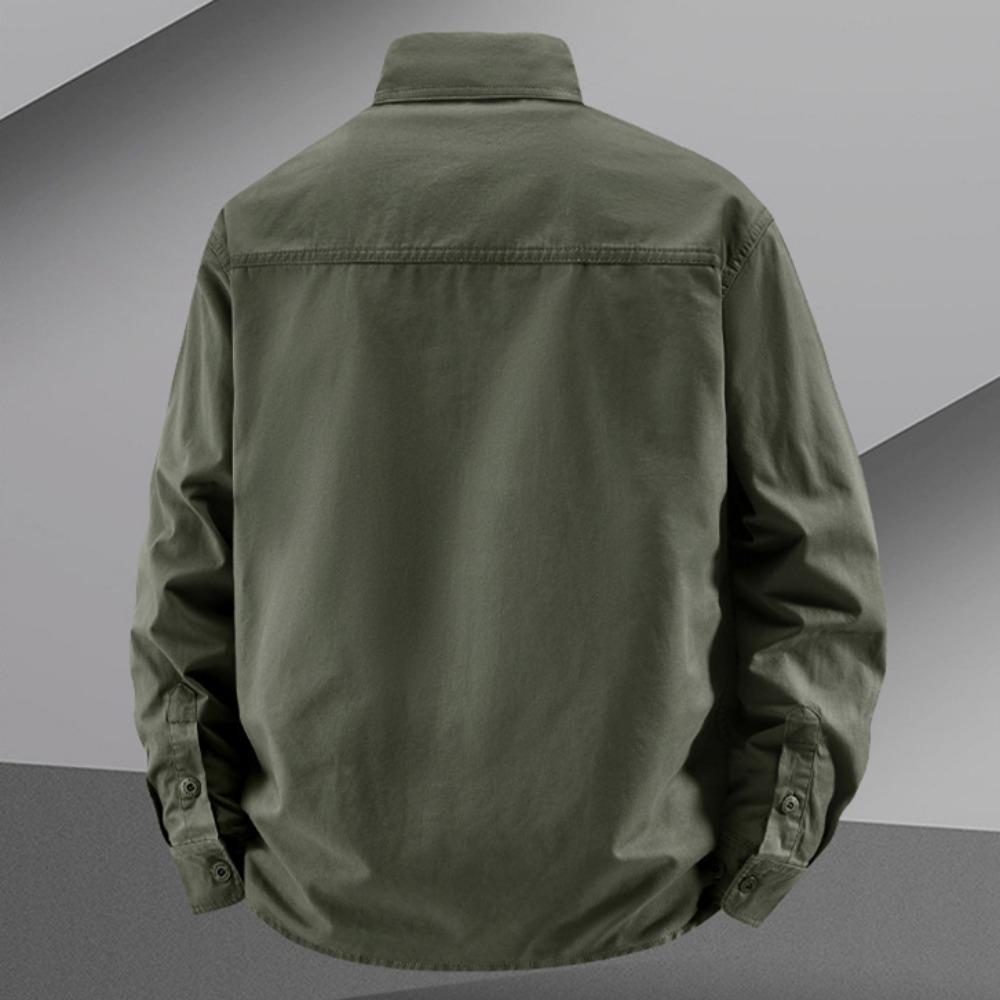 Vintage Men's 100% Cotton Shirt Safari Style Multi-pocket Lapel Top Spring Autumn Long Sleeve Youth Loose Shirts Plus Size M-6XL