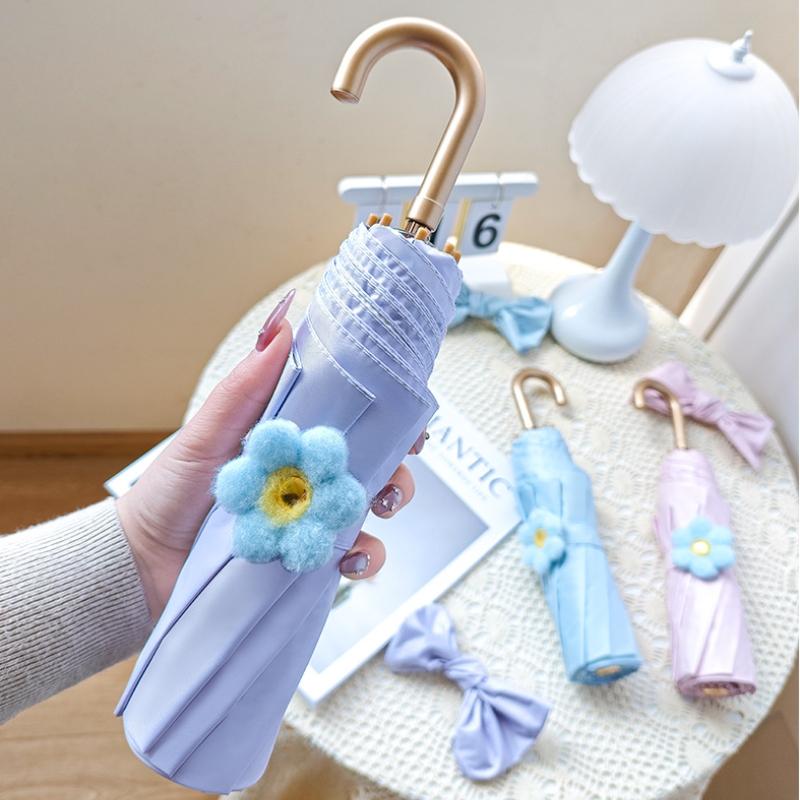 Portable Small Hook Sunshade Umbrella Uv Protection Rain Shine Folding Umbrella For Outdoor Weather Conditioning