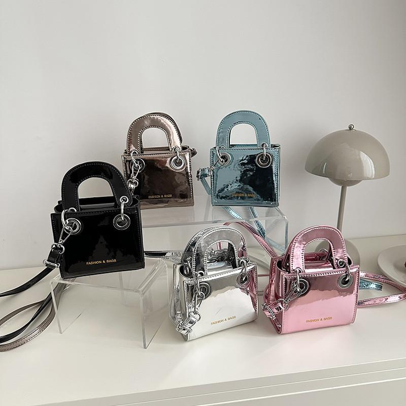 Stylish Kids Crossbody Bag Fashionable Shiny Pu Leather Small Square Bag For Boys Girls