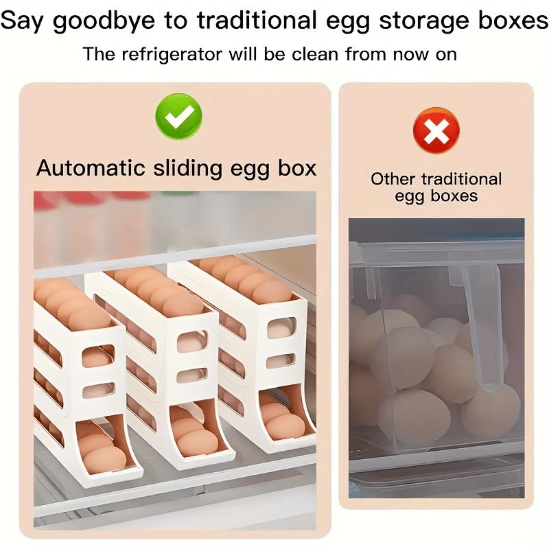 Automatic Rolling Egg Storage Device,Refrigerator Storage box,Space-saving Refrigerator Egg rack,Can Accommodate 28 Egg Storage,