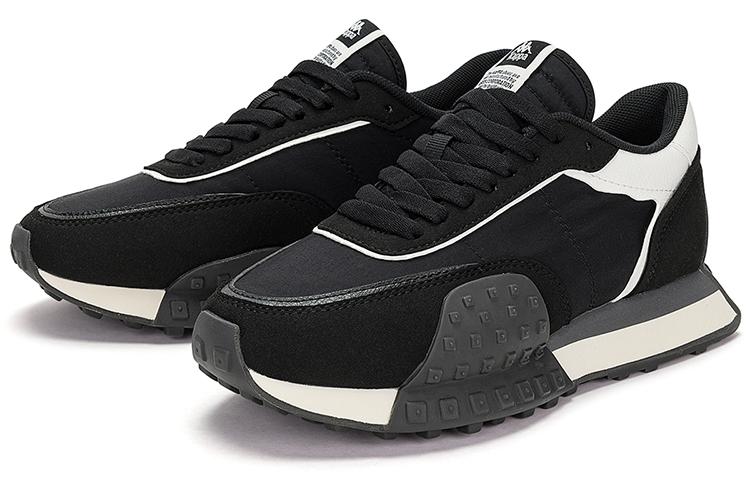 Men's Sneakers Kappa Fabric Low top Running Shoes Unisex Black White