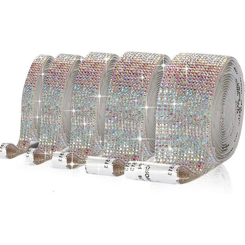 10Yard Rhinestone Ribbons Silver Self Adhesive Crystal Diamond Wrap Car Phone Bag Shoes Decoration DIY Arts Crafts Wedding Party