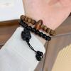 Qi Sili Shaking Four Pack Couple Chicken Wings Wood Glazed Beads Double Circle Niche High-end Fashion Bracelet New