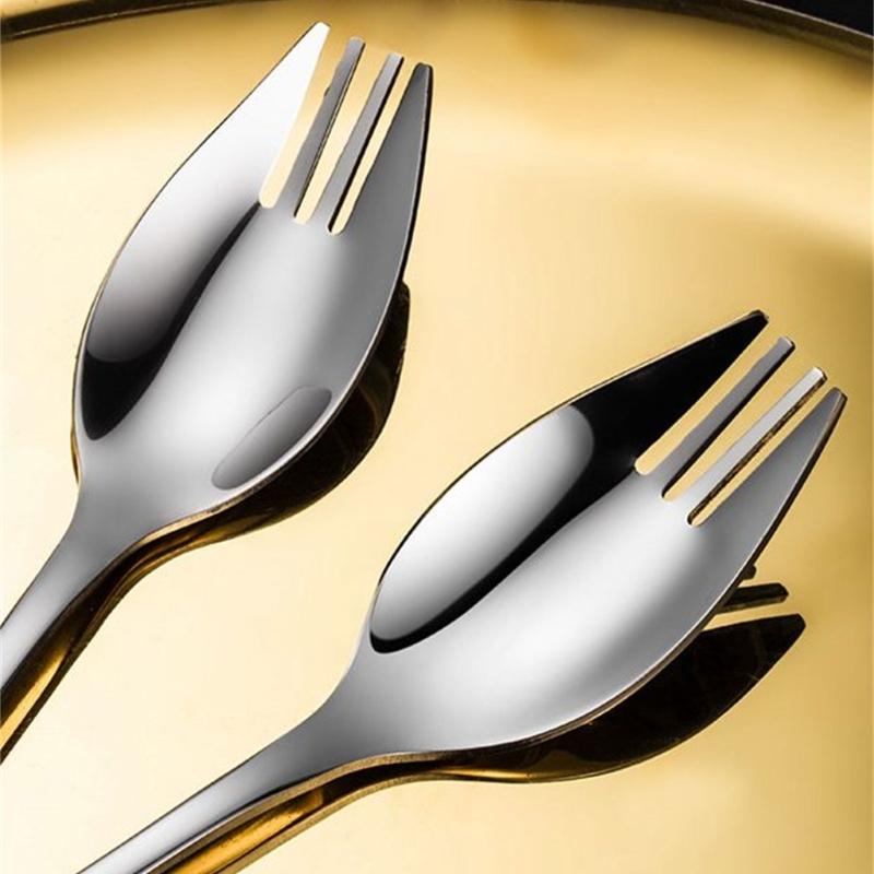 Set of 3 Portable Travel Forks High Shine Camping Spoon Fork Combo Long Handle Spoon Fork Suitable for Outdoor Dining