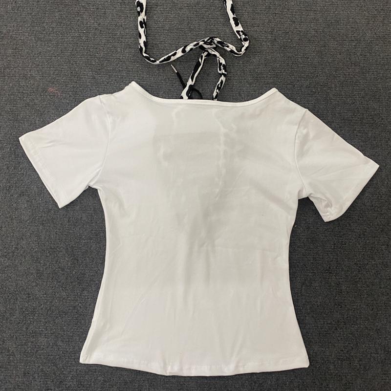 Damski top Y2K retro seksowny dopasowany krótki T-shirt