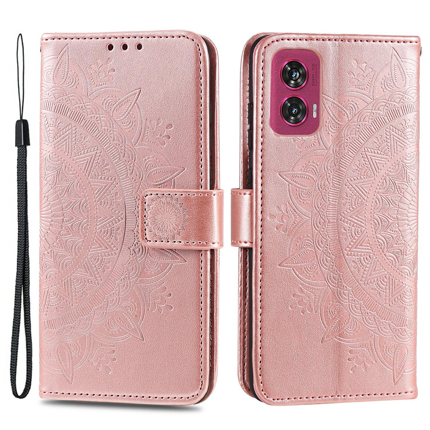 

For Motorola Edge 50 Fusion 5G Wallet Case Mandala Flower Leather Phone Cover Rose Gold