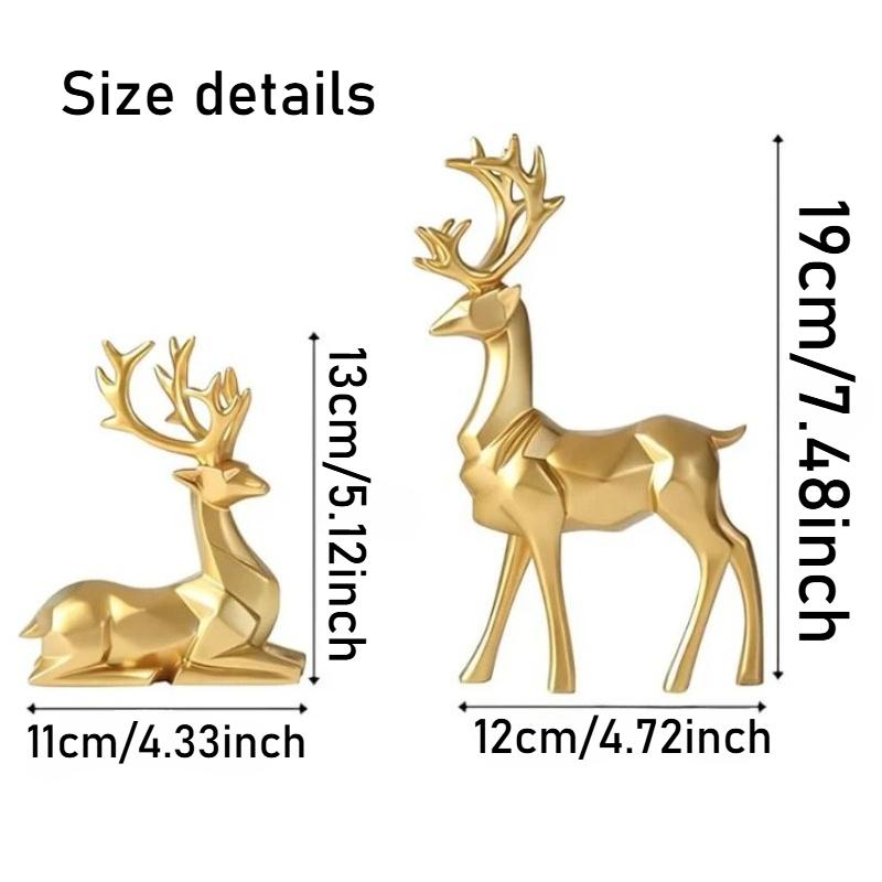 Reindeer Sculpture Resin Christmas Reindeer Elk Xmas Home Decor Statues for Living Room Bedroom Office Desktop Cabinets