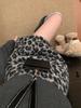 Korean Retro Leopard Print Lambswool A-Line Short Skirt - High Waist Slimming Design