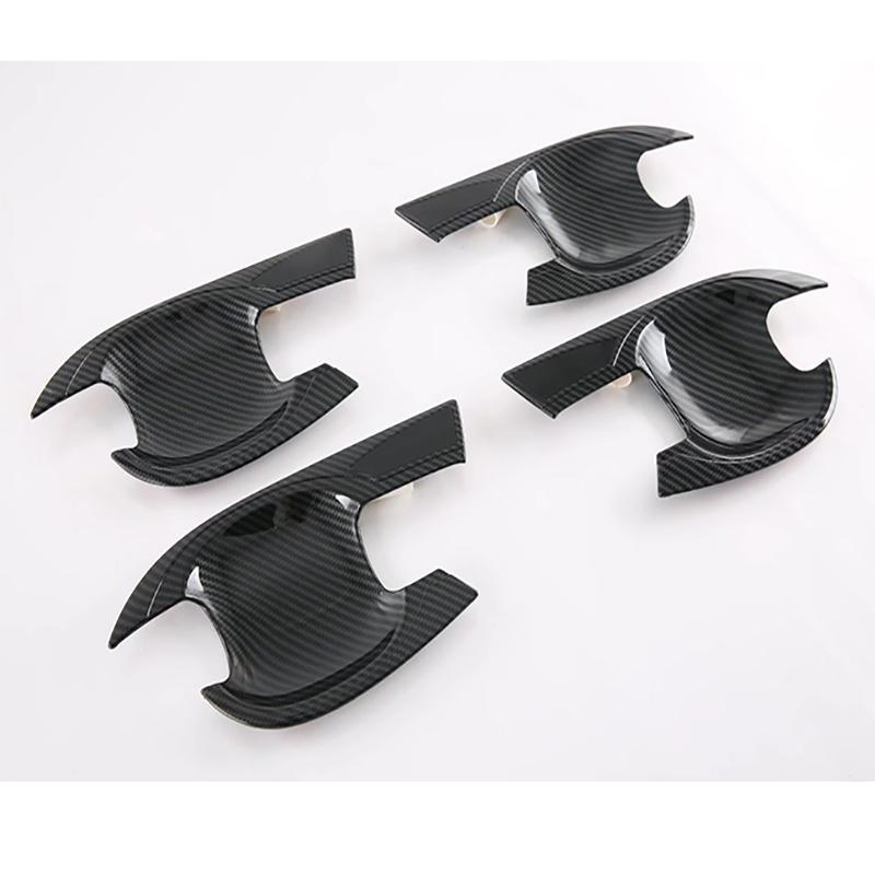 For Kia Mohave Borrego HM2 - Carbon Fiber Style Door Handle Bowl Cover Cup Cavity Trim ert Catch Molding Garnish