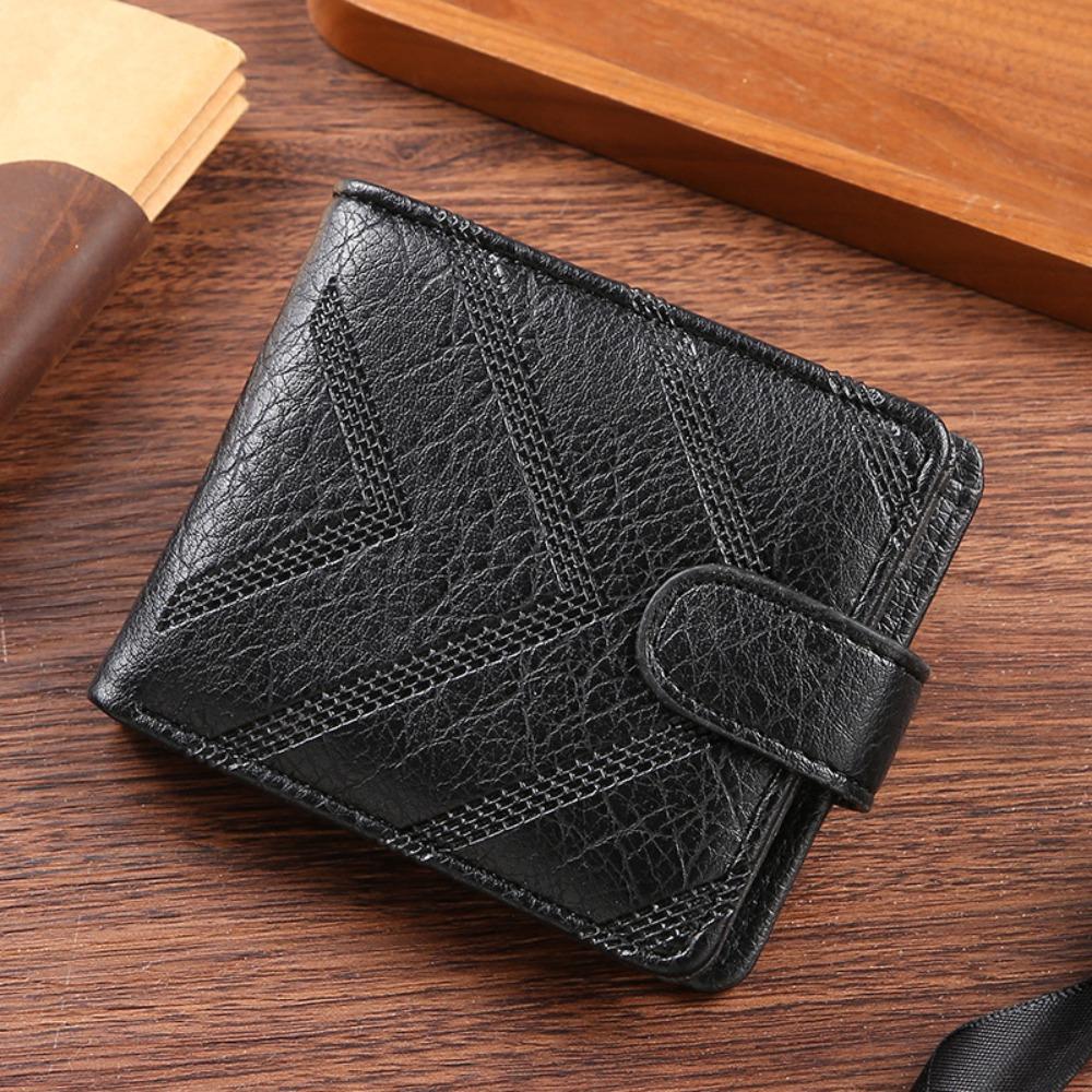 

Minimalist PU Leather Retro Men s Wallet Black Coffee Ultra Thin Multiple Pockets Soft Two-Fold Coin Purse Credit Card чёрный