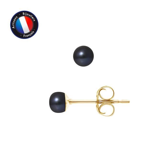 

Earrings - PERLINEA - Genuine Black Cultured Pearls 4-5 mm - 9 Carat Yellow Gold - 2 year warranty чорний