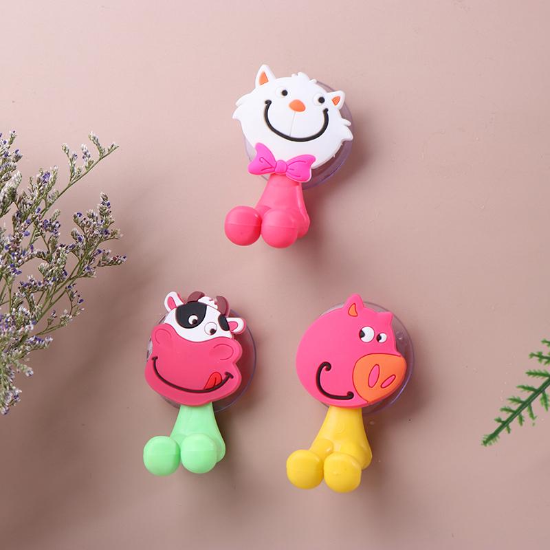 Cartoon Animal Toothbrush Holder Wall Mounted Antibacterial Tooth Brush Storage Rack With Suction Cup Bathroom Organizer