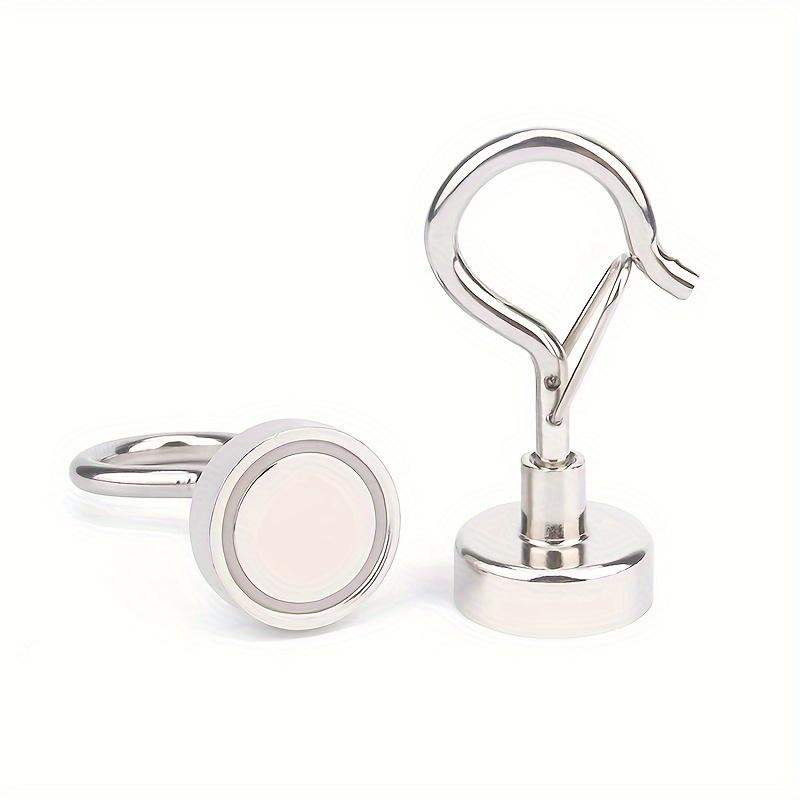Heavy Duty Magnetic Hooks with Swivel Snap - 30 Lb Holding Power Metal Wall Mount Hooks, Polished Finish - Multipurpose Strong Magnet Hooks