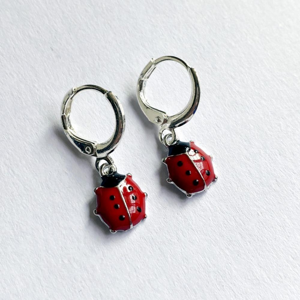 Creative Trendy Girls Fashion Cute Ladybug Earrings Women's Cute Insect Animal Pendant Earrings Children's Party Accessories