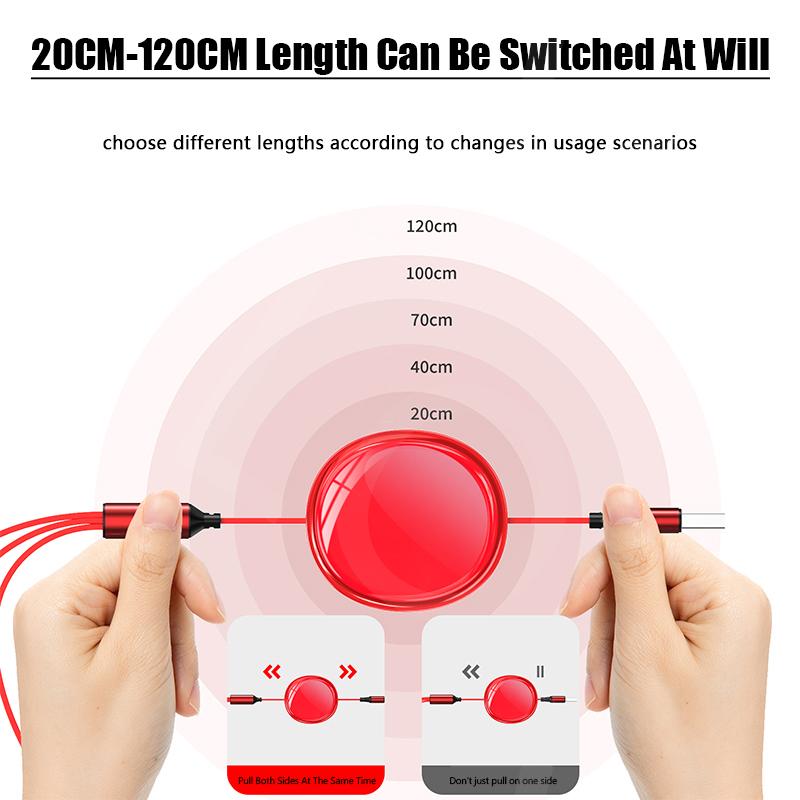 VAORLO 3 IN 1 100W Charging Cable For Micro/Type-C/Lightning Fast Charge Cable Support Data Transmission Super Charge Phone Line