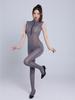 Zipper Open Crotch Sexy Leotard See Through Bodysuits Oil Shiny Tights Smooth Yoga Shaping Jumpsuits Elastic Catsuit Jumpsuit