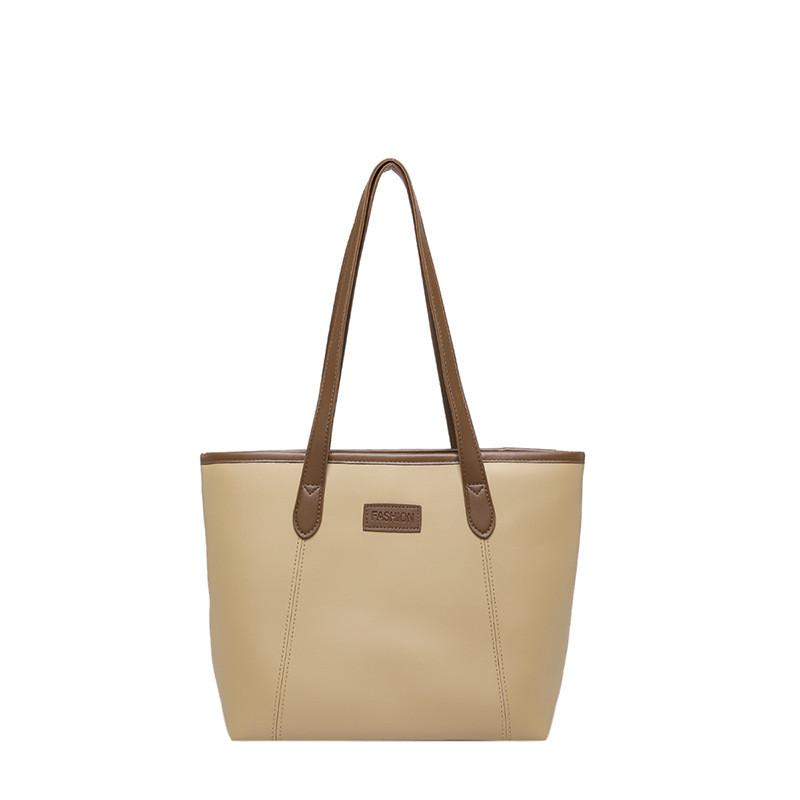Elegant Black White Brown Khaki Pu Tote Bag For Women Modern Urban Fashion Style