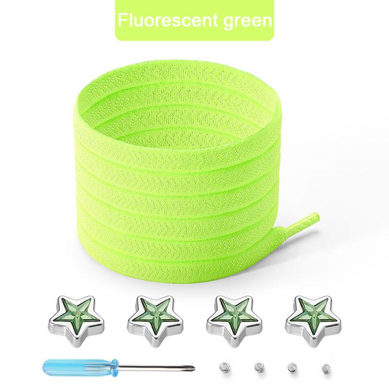 Star Diamond No Tie Shoelaces Colorful Rhinestone Metal Buckle Shoe Laces Flat Elastic Shoelace Kids Adult Sport Cute Shoestring