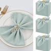 Raw Edge Tassel Cotton Napkin Handmade Fringed Gauze Cloth for Wedding Table Setting