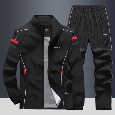 Casual Windproof Running Sets Sportswear Men's Jogging Sport Jacket+Pants Sweatsuit Plus Size Breathable Workout Clothes