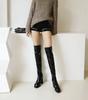 2025 Square Toe Thick Heel Platform Patent Leather Over-The-Knee Boots Super Tapered Heel Soft Plush Inner Lace-Up Rider Boots
