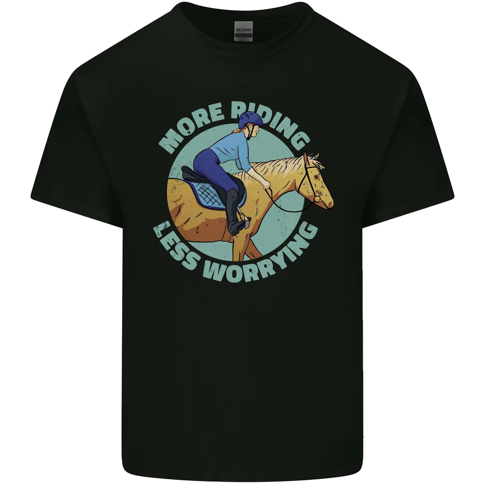 

More Horse Riding Less Worrying Equestrian Kids T-Shirt Childrens S