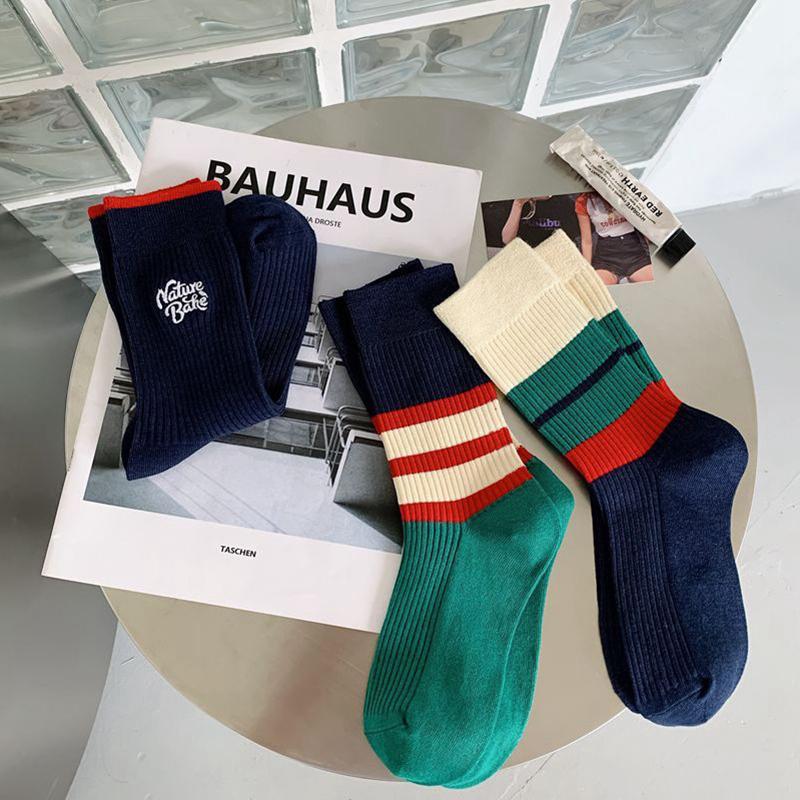 Sports Unisex Stockings Breathable Comfort Embroidery Japanese Vintage Socks Versatile