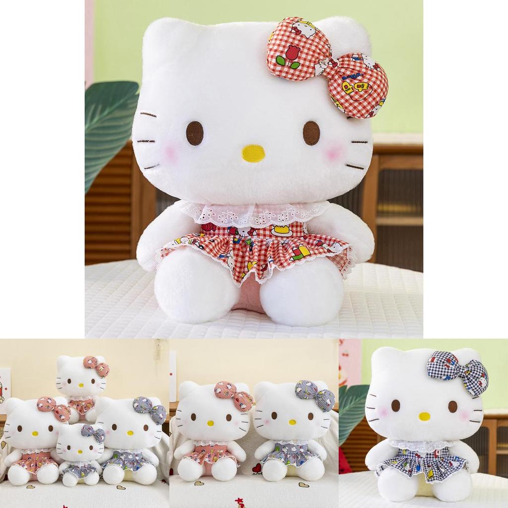 Adorable Kt Cat Plush Toy Soft Hello Kitty Doll Cute Bow Design For Collectors