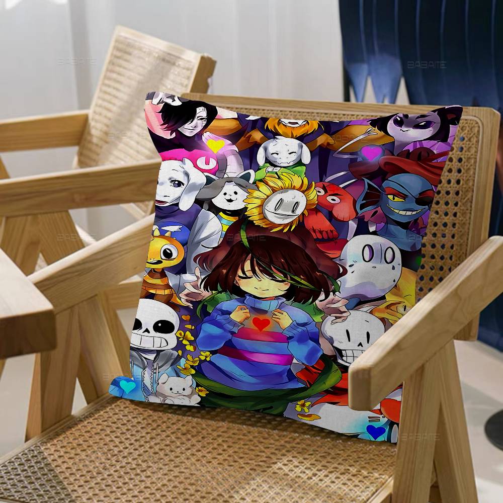 Anime Undertale Game Pillow Covers Cartoon Sofa Decorative Home Double-sided Printing Short Plush Cute Cushion Cover
