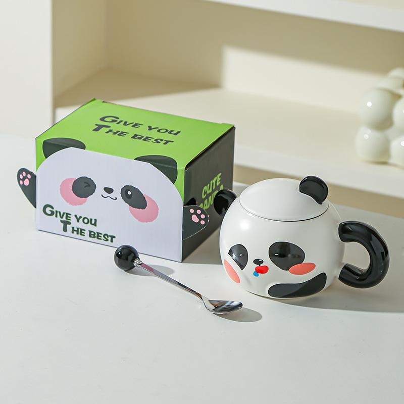 Creative panda water cup mug home office ceramic cup gift cartoon breakfast cup souvenir