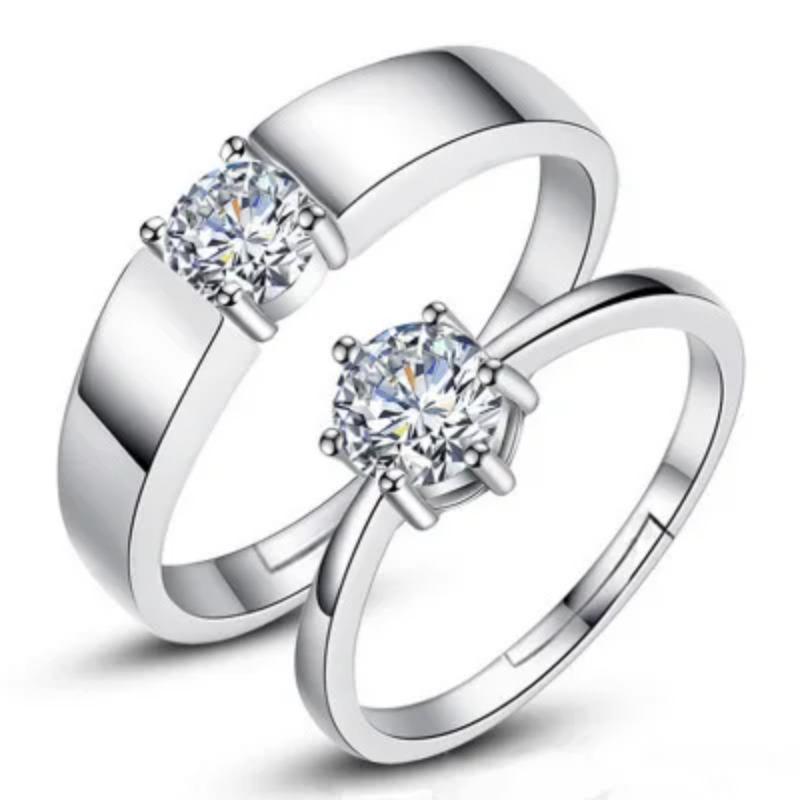 Fashion Exquisite Silver Color Pair Rings for Women Men Adjustable Couple Engagement Wedding Gift Jewelry Accessoires