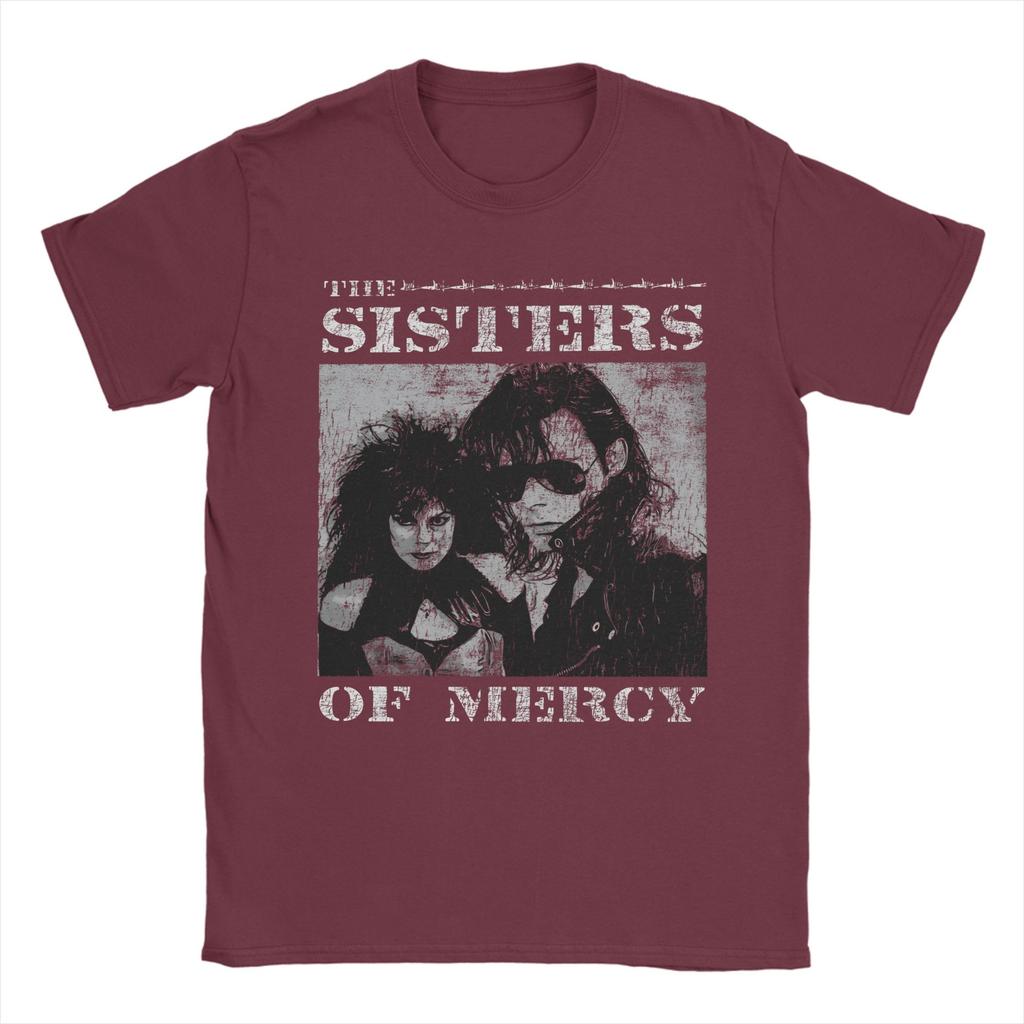 Vintage The Sisters of Mercy TShirt for Men Crew Neck Pure Cotton T Shirts Short Sleeve Tee Shirt Summer Clothes