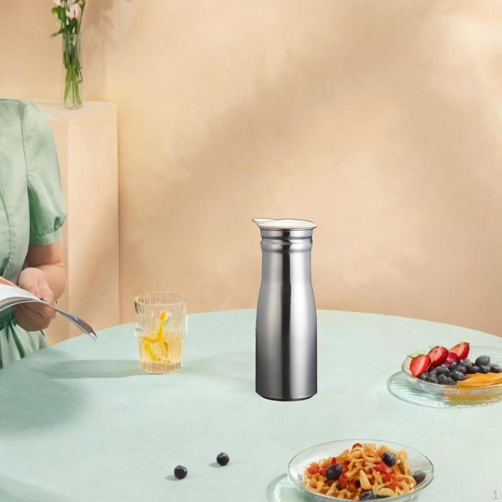 100ml Juice Jug in Stainless Steel with PP Lid Suitable for Restaurants, , and Events