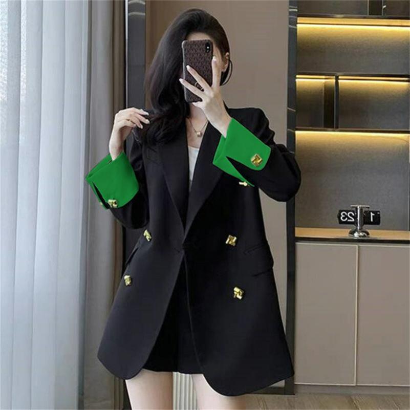 Spring and Autumn Suit Jacket Women's Casual Loose Fashion Temperament Small Suit Jacket Contrast Color Stitching