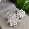 Handmade 925 Sterling Silver  Natural Herkimer Flower Cluster Charm Pendant