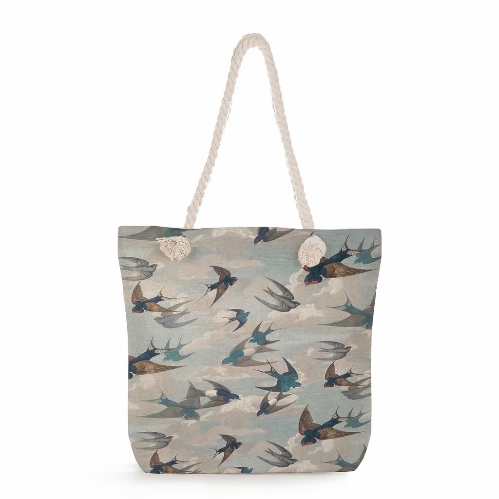 Plant Print Thick Rope Single-shoulder Beach Bag 7237 CLE