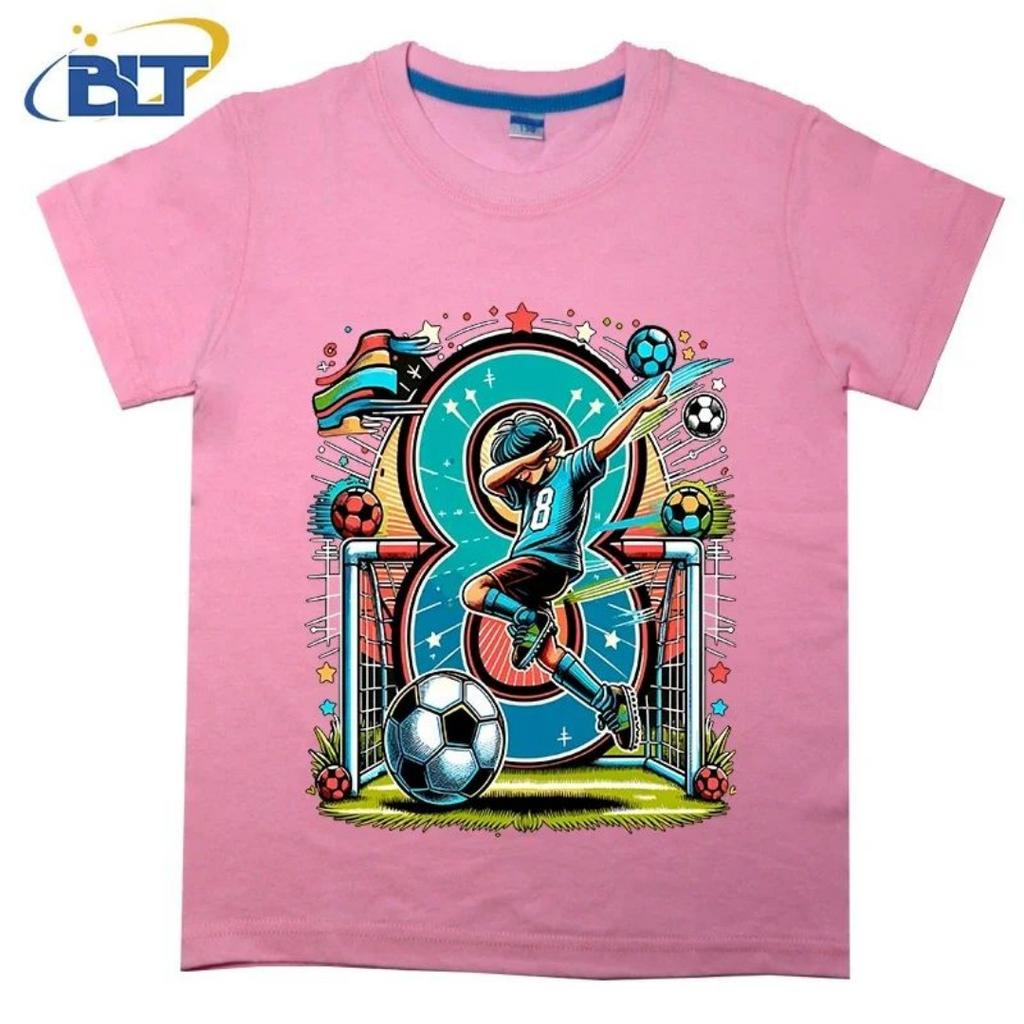 Summer New 8-year Old Short Sleeve Summer T-shirt Full of Personality Dab Gesture Football Fans Gift Children's Sports T-sh
