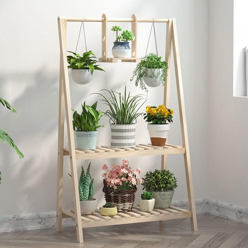 Solid Wood Balcony Flower Stand