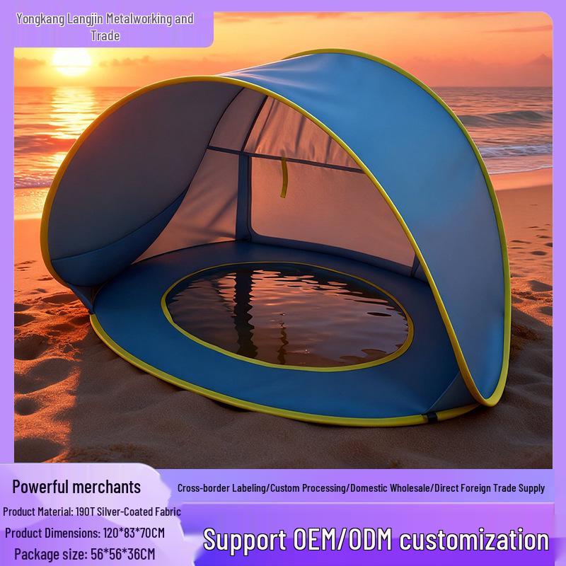 Children's Sun Protection Beach Tent - Blue/Pink, Foldable Outdoor Toy Playhouse