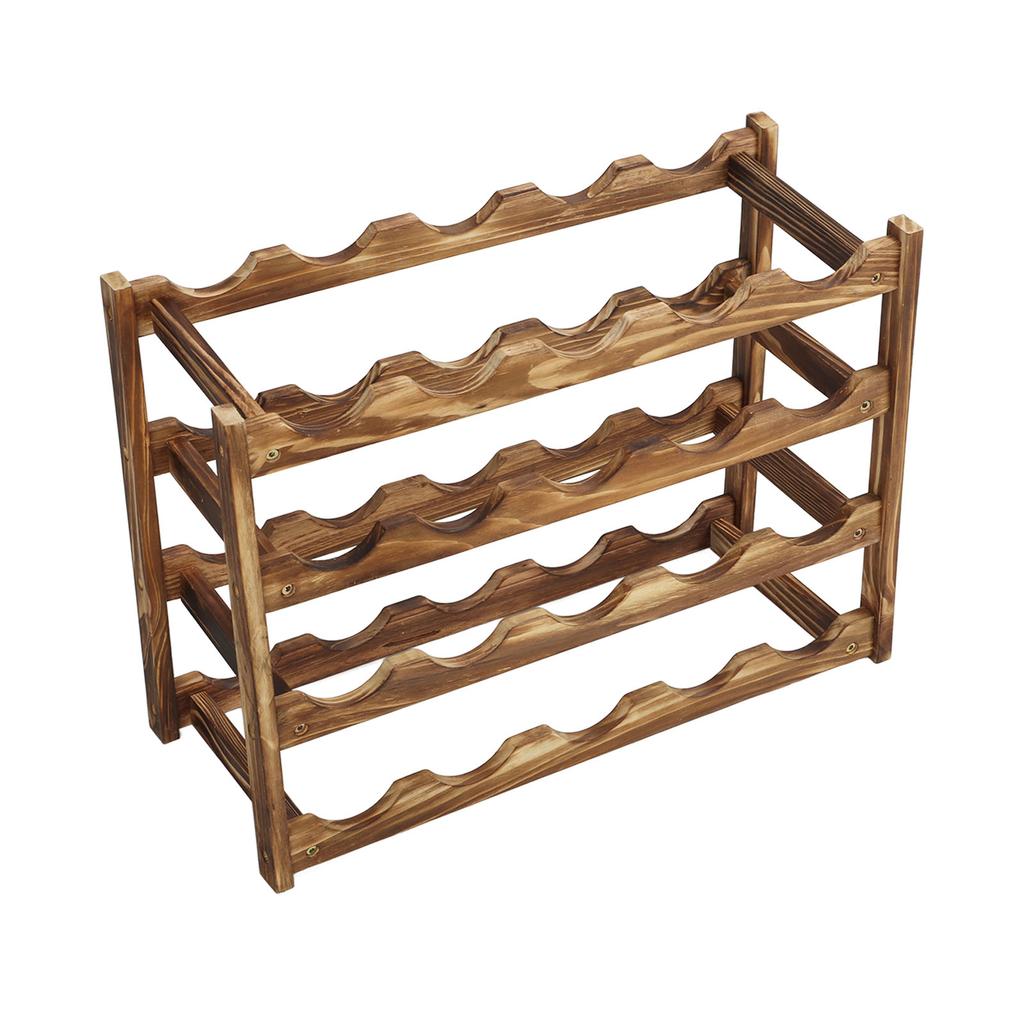 Wine Rack Pine Wood Wine Bottle Storage Shelf Display Organizer Decor for Countertop Home 4 Layer