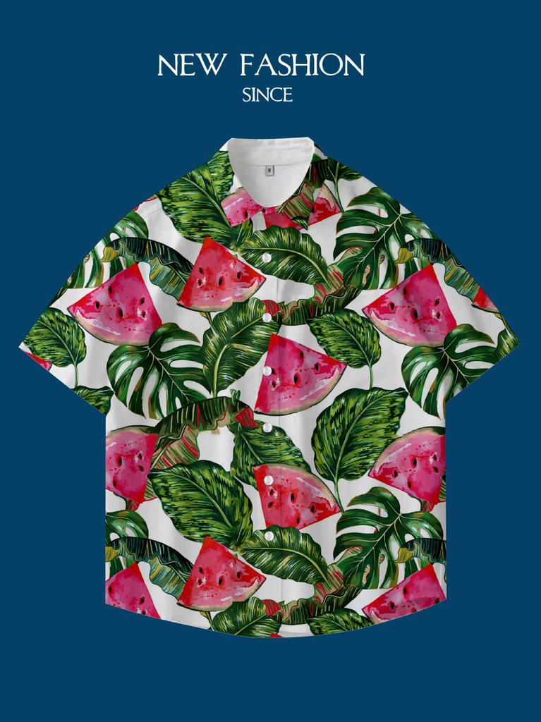 Hawaii Thailand Ins Port Style Retro Flower Shirt Thin Couple Shirt Top Loose Short Sleeve Shirt Men'S Trend