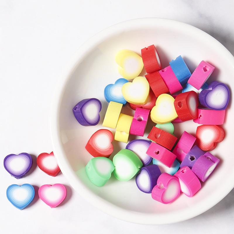 50 pcs Polymer Clay Animal & Fruit Style Mixed Color Flat Round Beads for DIY Bracelet Jewelry
