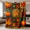 2026 Neuestes Modell Flanelldecke, Bequeme Herbst-Flanelldecke mit Kürbis- und Ahornblatt-Musterdesign, Warme und Weiche Polyester-Kuscheldecke