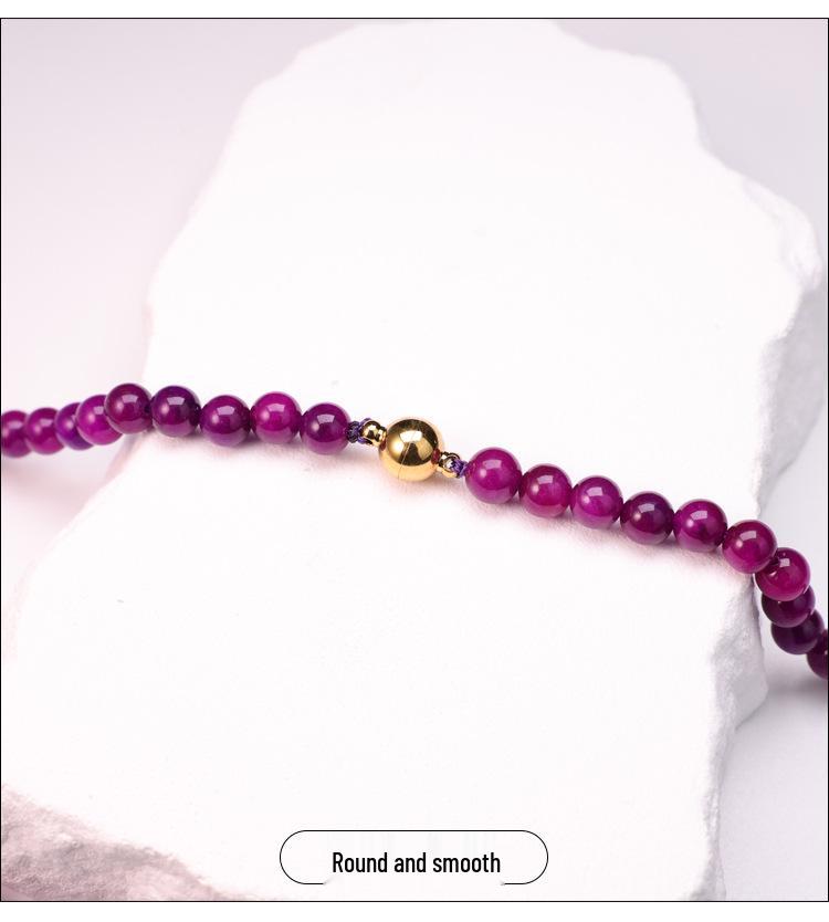 Royal Purple Sugilite Sodalite Clavicle Necklace with Magnetic Clasp - Light Luxury Women's Jewelry