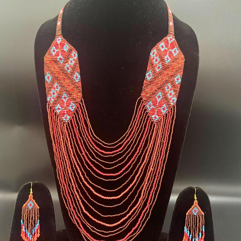 Handmade Red Seed Bead Necklace