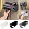 Wall Mounted Hair Dryer Holder Plastic Self Adhesive Storage Box Shelf Bathroom Organizer Black White Grey Dryer Hair Stand