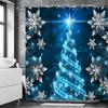 4Pcs Bathroom Shower Curtain Set Christmas Crystal Snowflake Pattern Bathroom Curtain With 12 Hooks Non Slip Rugs Toilet Cover Mat Bathroom Partition