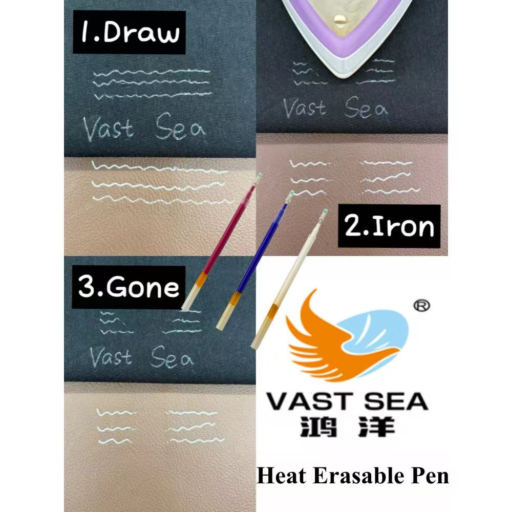 VAST SEA 100 Pcs Pack Thermal Disappear Heat Erasable 1.0mm Fine Tip Plastic Gel Pen Refill Textile Fabric Marking Pen Sewing