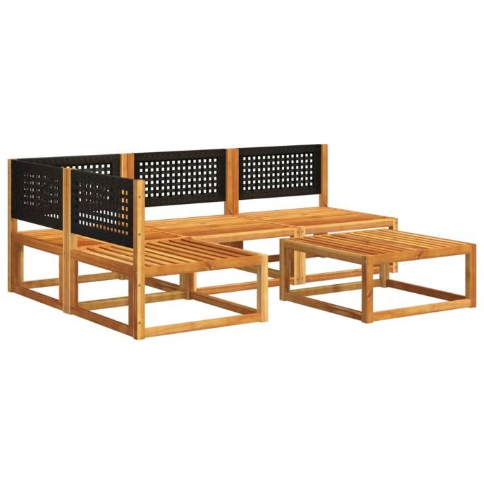 VidaXL Ensemble de canapés de jardin 5 pièces avec coussins en bois d'acacia et rotin 3278888